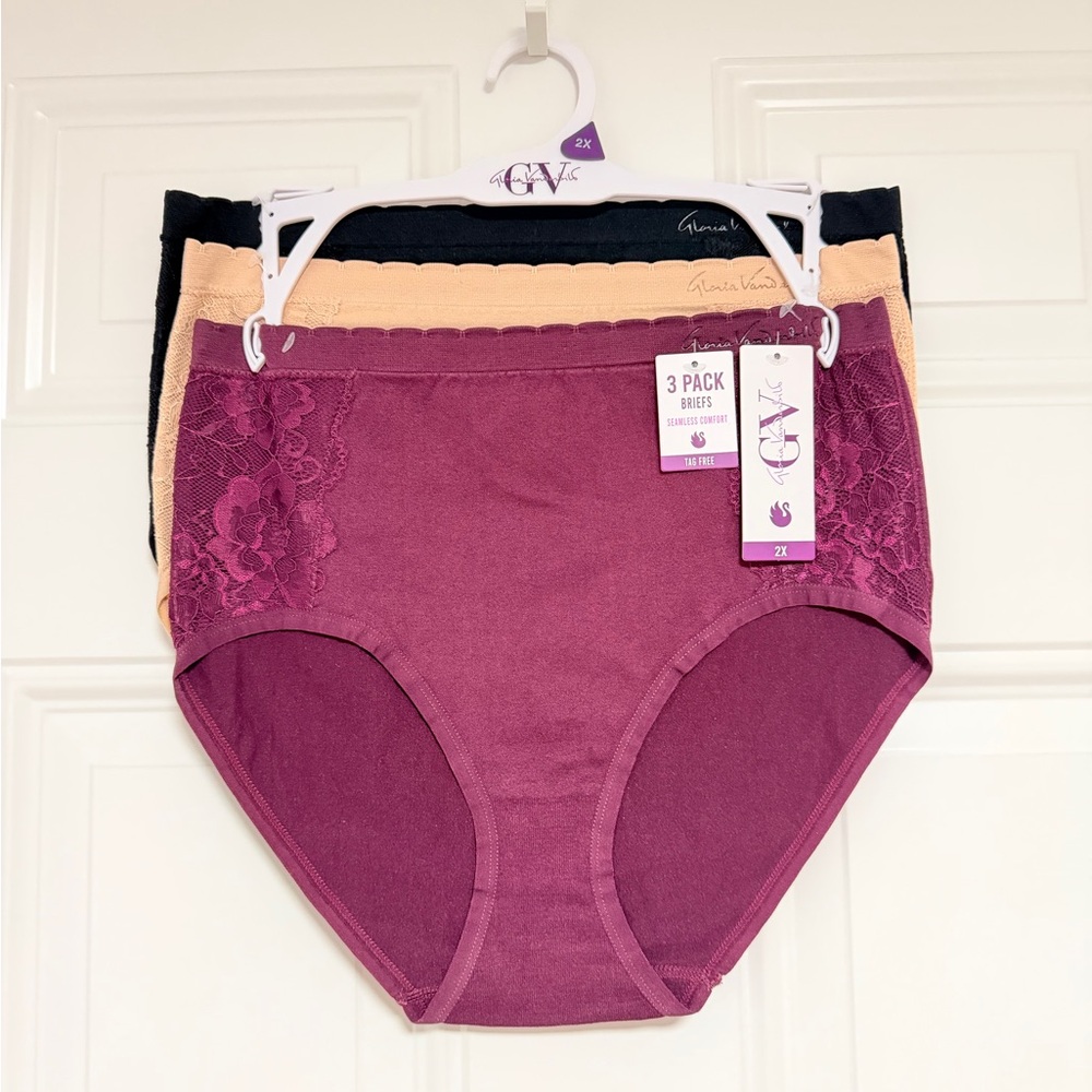 Gloria Vanderbilt - 3 Pack Briefs Purple, Black, Tan